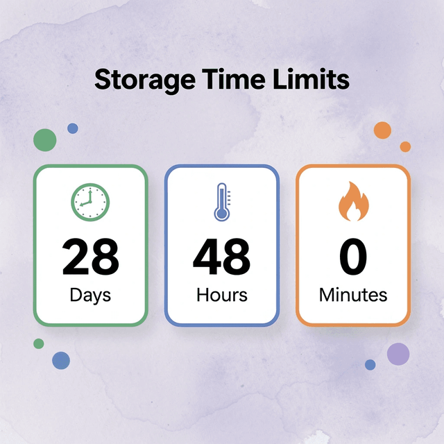 Infographic showing storage time limits for compounded semaglutide