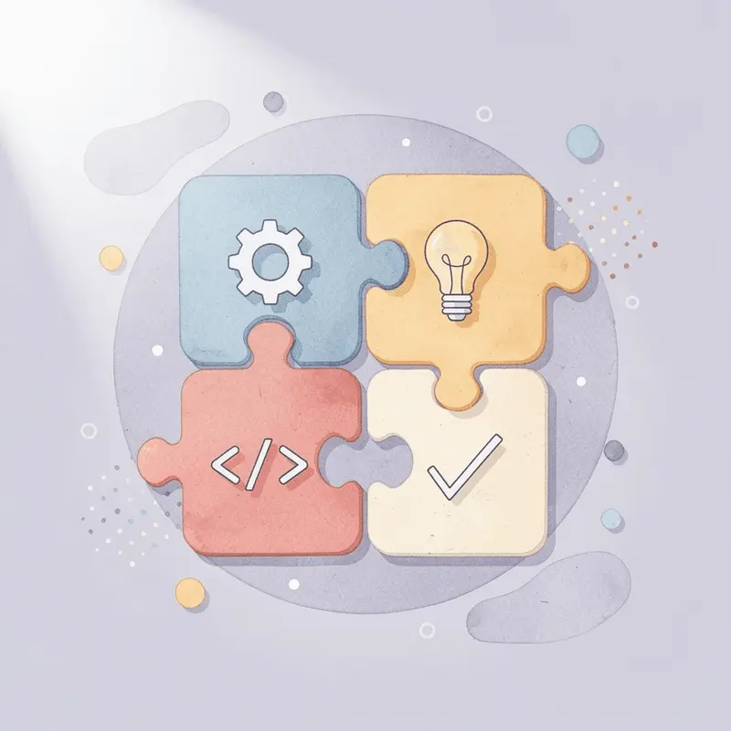 Scene illustration of puzzle pieces fitting together representing GLP-1 as part of a coordinated system