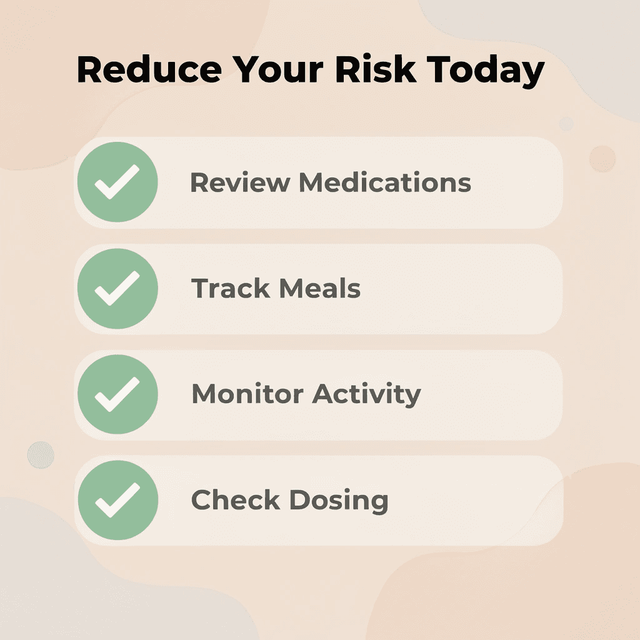 Checklist of key actions to reduce low blood sugar risk on GLP-1