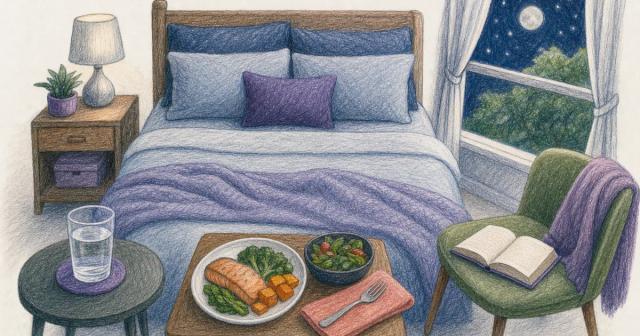 Night bedroom contains separate clues and remedies arranged around an unmade bed.