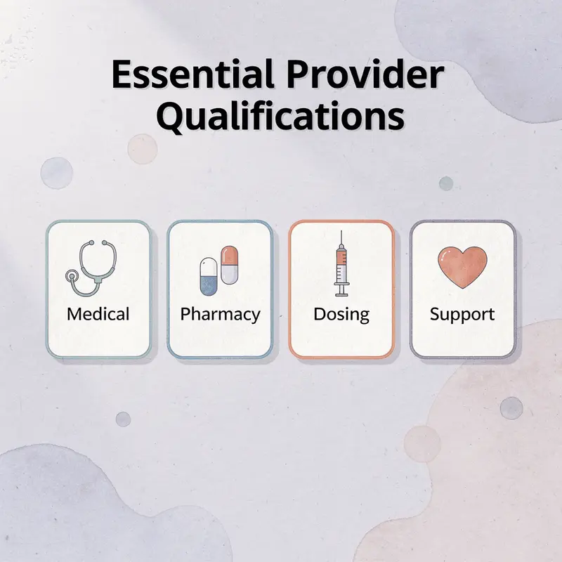 Infographic showing four essential provider qualifications to verify