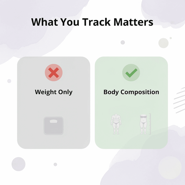 Before and after comparison of tracking weight alone versus tracking body composition