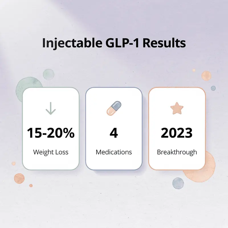 Statistics showing injectable GLP-1 therapy results