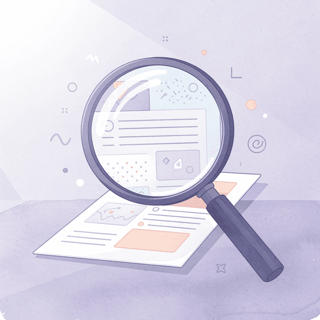 Magnifying glass examining quality control processes
