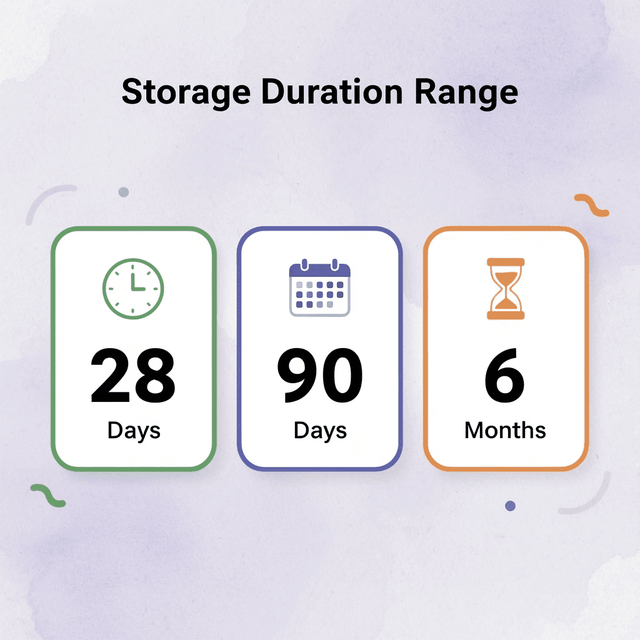 Infographic showing tirzepatide storage duration ranges
