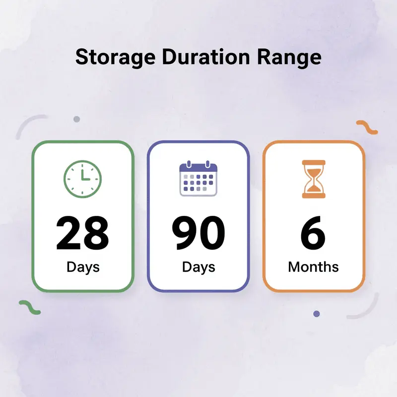 Infographic showing tirzepatide storage duration ranges