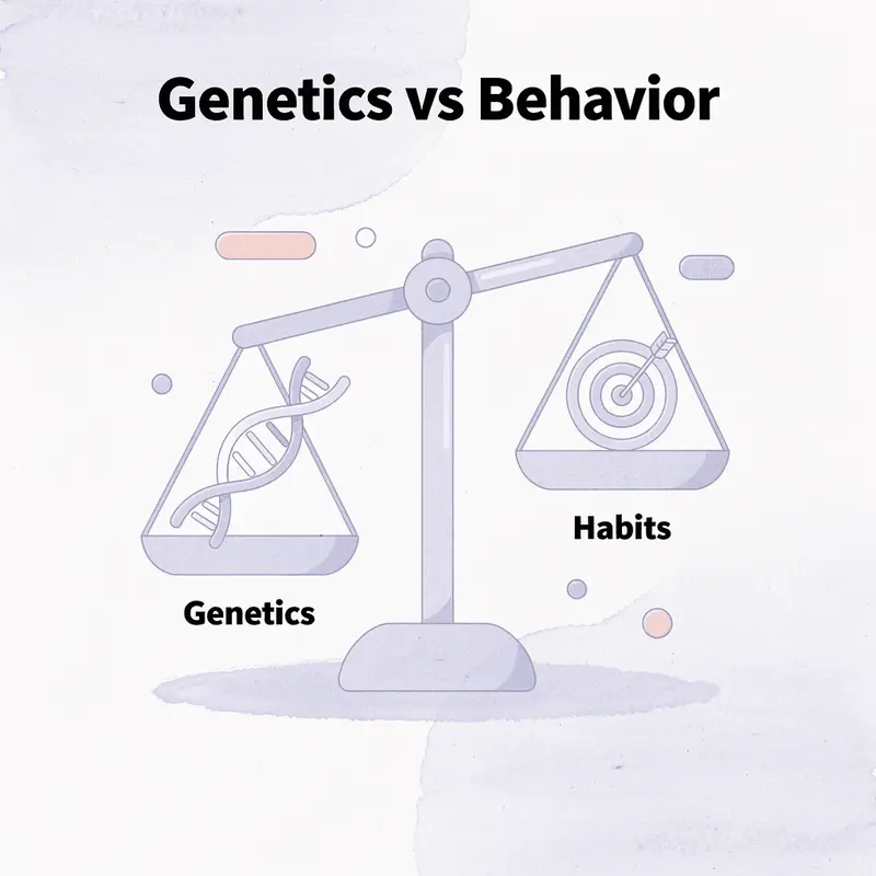 Balance scale comparing genetics versus daily habits in GLP-1 side effects