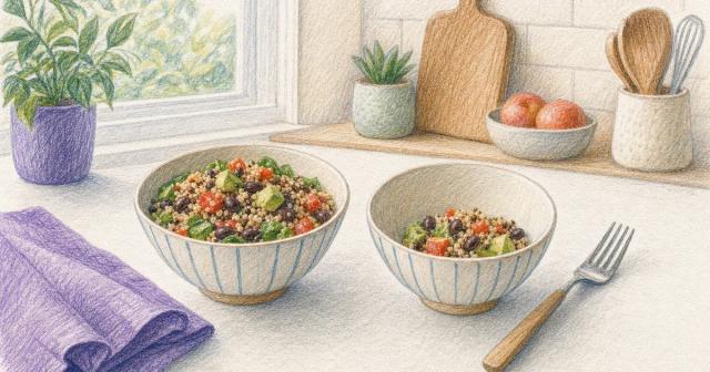 Two matching bowls, one a full portion and one much smaller