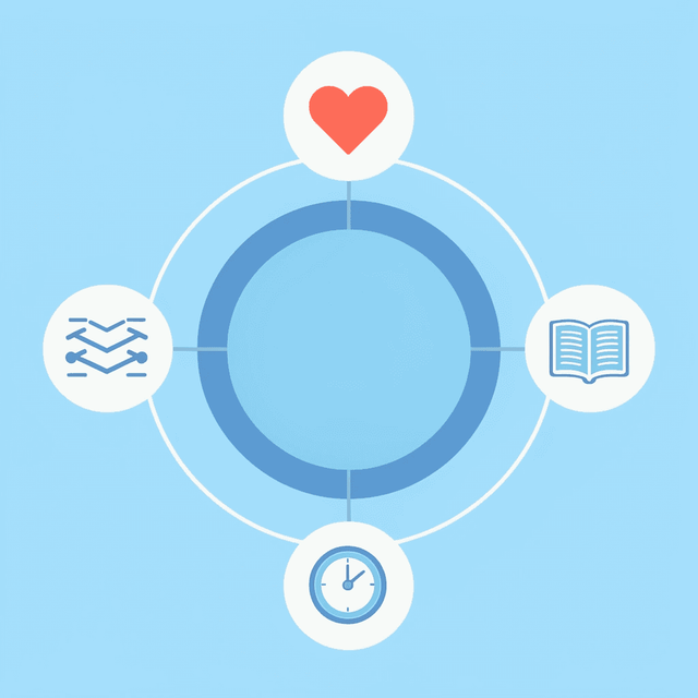 Central hub showing GLP-1 app connected to four key tracking elements: protein intake, hydration, medication, and weight