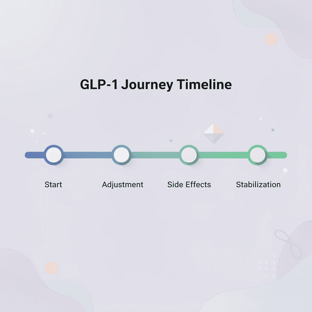 Timeline showing GLP-1 treatment journey phases