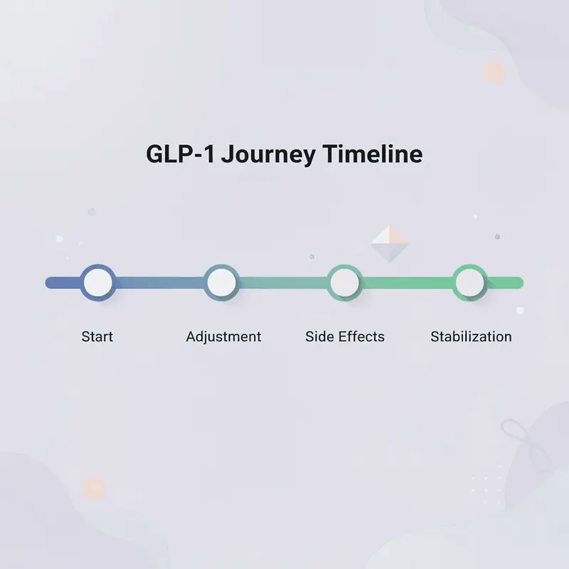 Timeline showing GLP-1 treatment journey phases