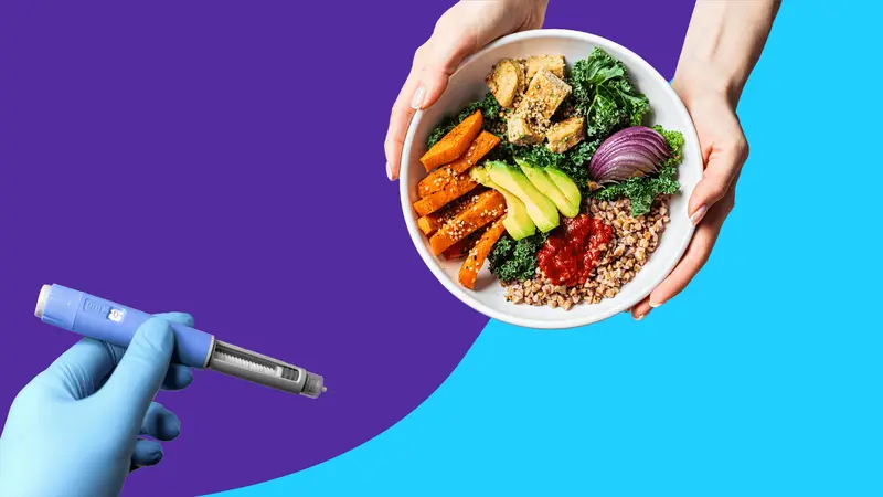 Medical injection pen and healthy bowl - Foods to Avoid While on Semaglutide