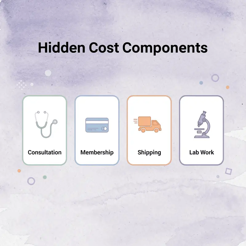 Infographic showing four hidden cost components of compounded tirzepatide