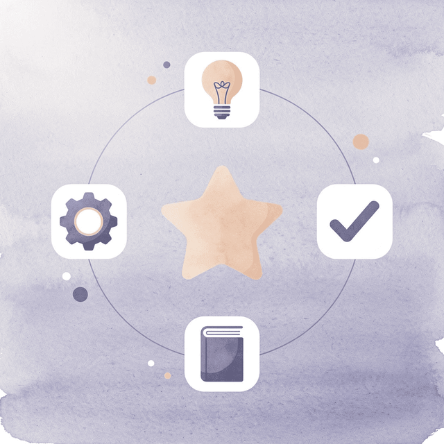 Central pill icon connected to muscle loss, nutrition, hydration, and symptom tracking icons