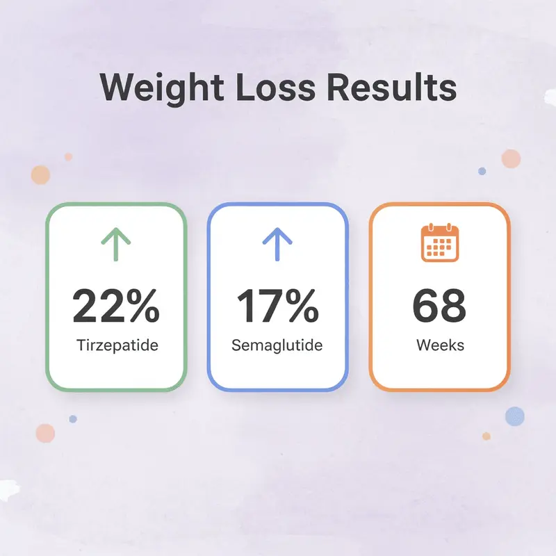 Statistics showing weight loss percentages and timeline