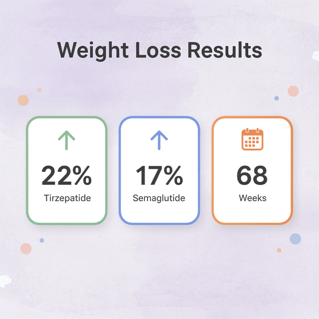 Statistics showing weight loss percentages and timeline