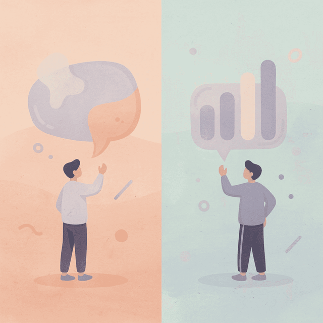 Split scene illustration showing two different approaches to medical decision-making
