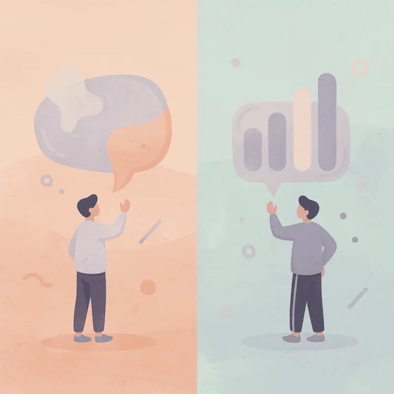 Split scene illustration showing two different approaches to medical decision-making
