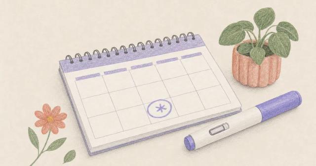 Weekly calendar with one shot day marked beside an injection pen
