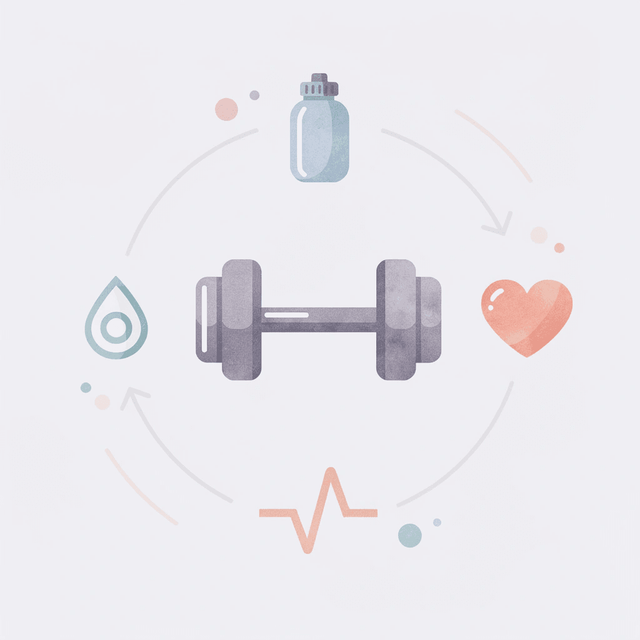 Hub diagram showing medication at center surrounded by daily habit icons
