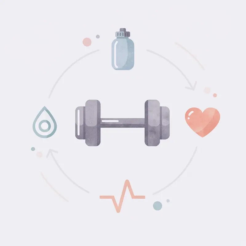 Hub diagram showing medication at center surrounded by daily habit icons