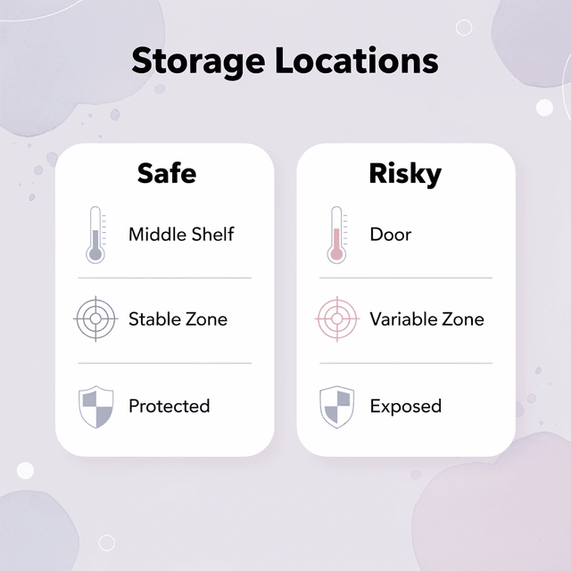 Comparison chart showing safe versus risky storage locations for tirzepatide