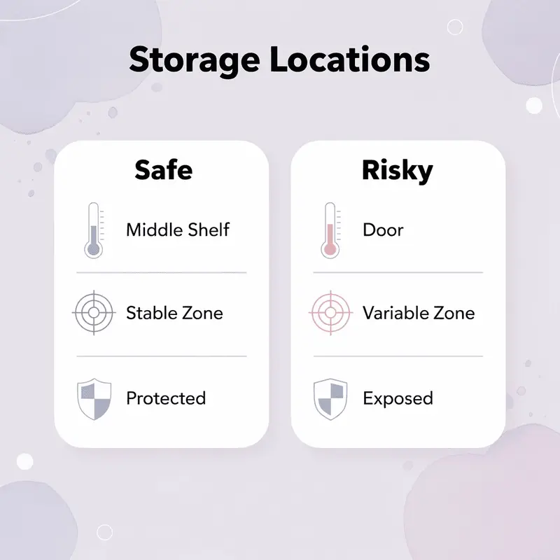 Comparison chart showing safe versus risky storage locations for tirzepatide