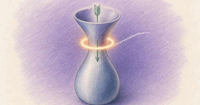 Abstract vessel with a glowing ring-valve marked at its top opening