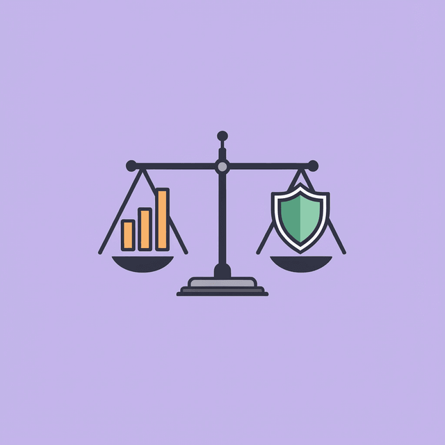 Balance scale comparing outcomes with structure on one side versus without structure on the other
