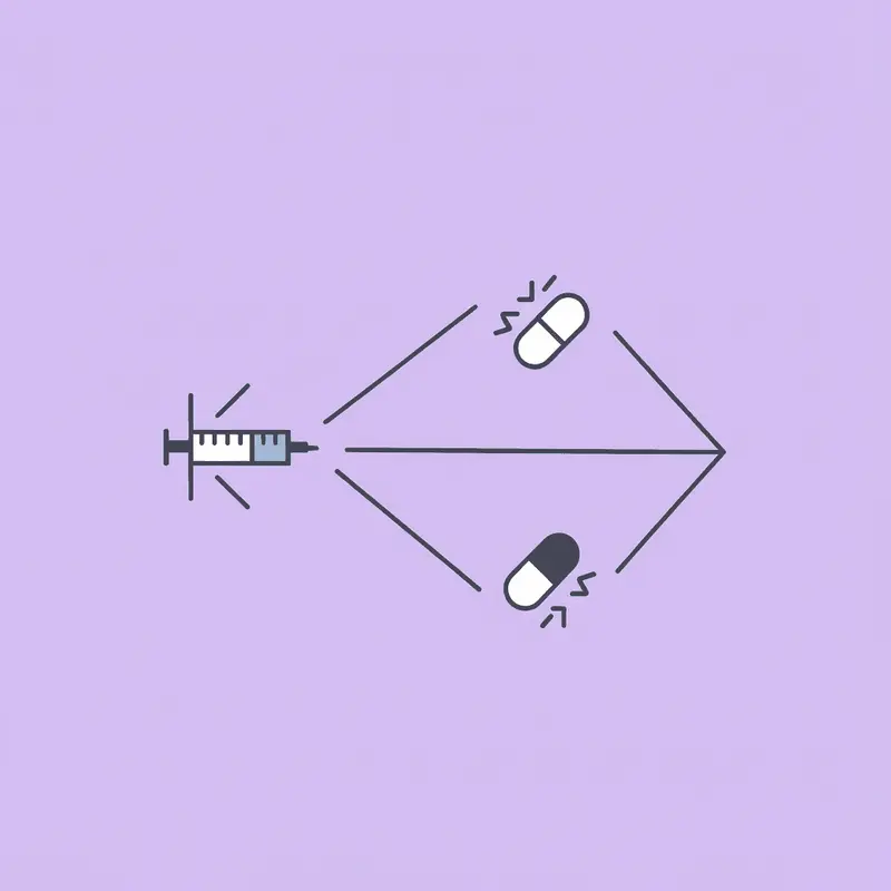 Two paths diverging from Wegovy: one leading to an oral pill, one leading to an injection