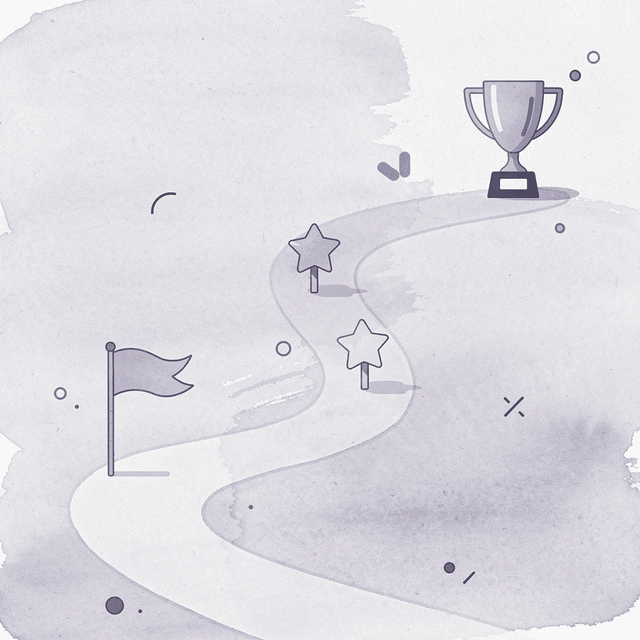 Winding path with milestones representing weight loss journey progress