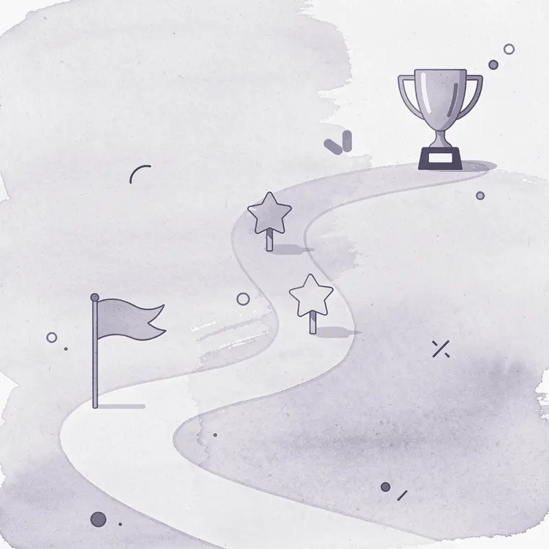 Winding path with milestones representing weight loss journey progress