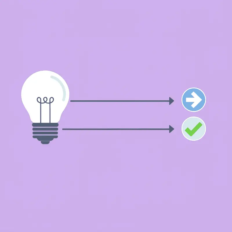 Split path showing one route leading to success and one to failure, representing the gap between knowledge and action
