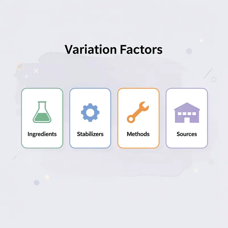 Infographic showing four factors that cause variation in compounded semaglutide