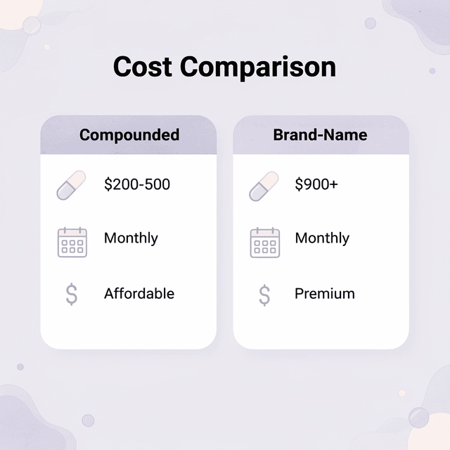 Comparison chart showing compounded vs brand-name medication costs