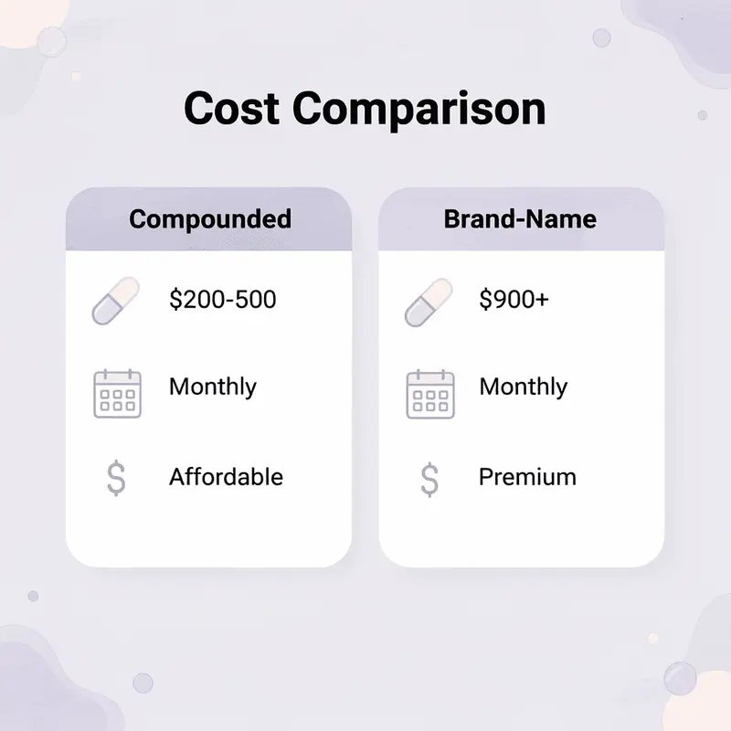 Comparison chart showing compounded vs brand-name medication costs