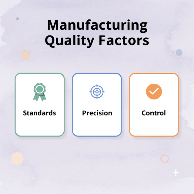 Infographic showing three manufacturing quality factors