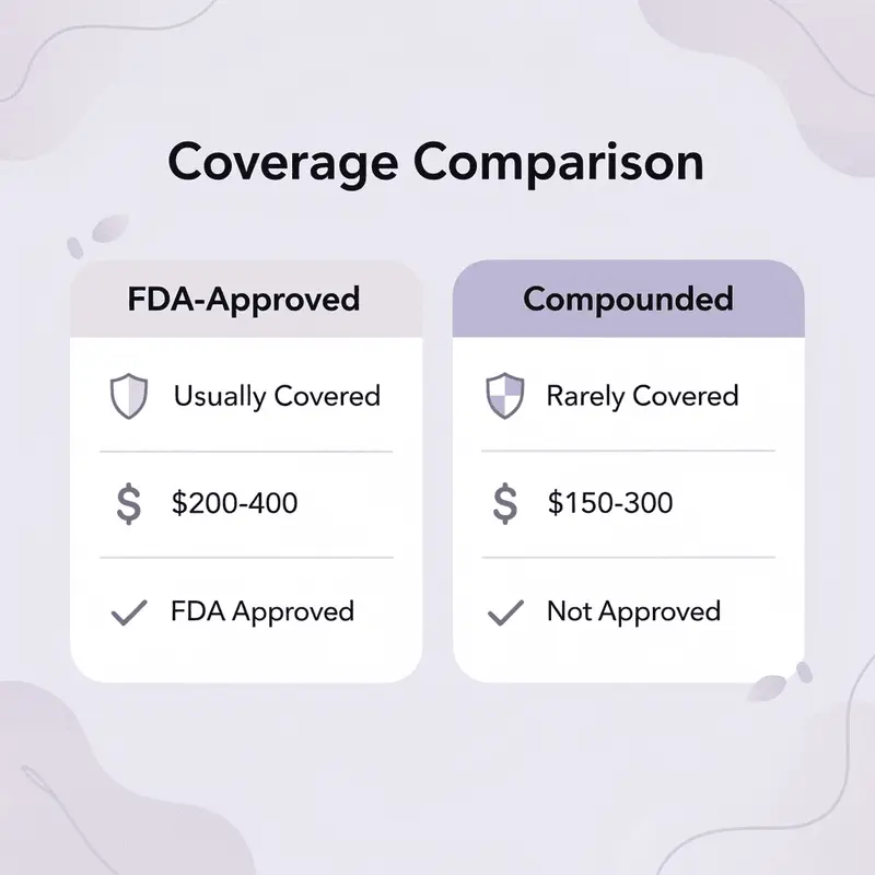 Comparison chart showing differences between FDA-approved and compounded semaglutide coverage
