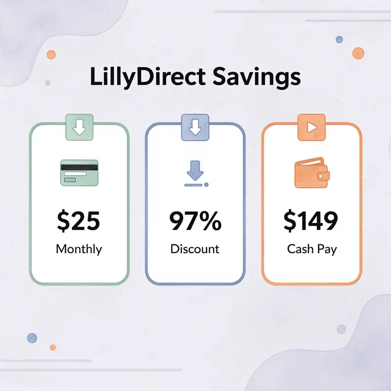 Statistics showing LillyDirect pricing and savings