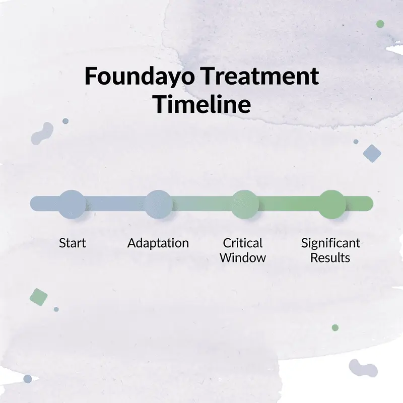 Timeline showing Foundayo treatment progression from start to significant results