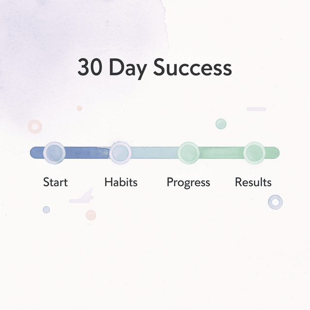 Timeline showing 30-day progression to success