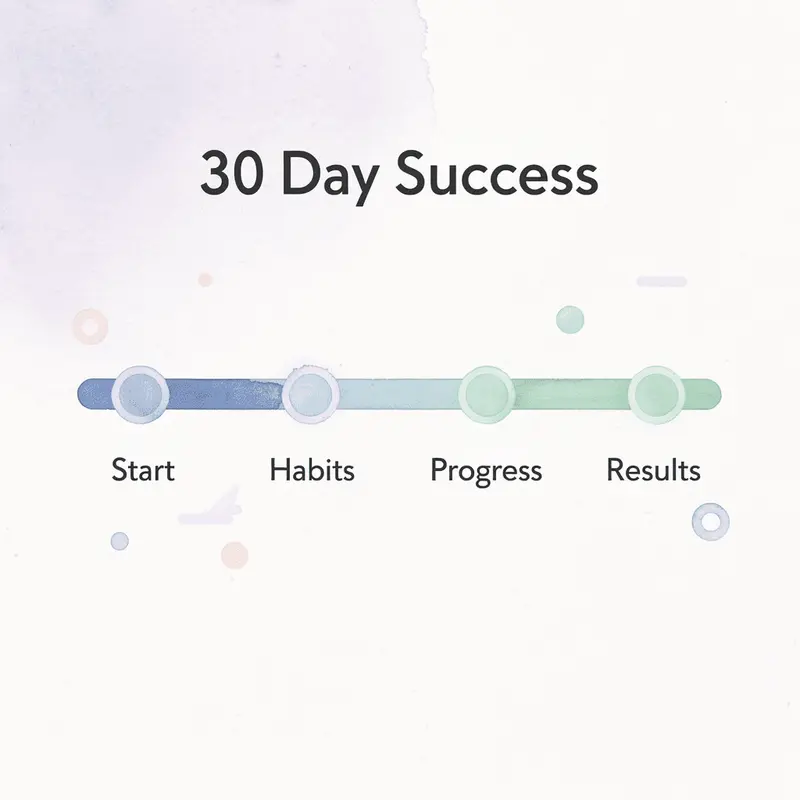 Timeline showing 30-day progression to success