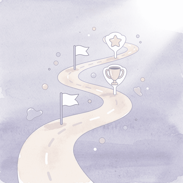 Winding path with milestones representing weight loss journey