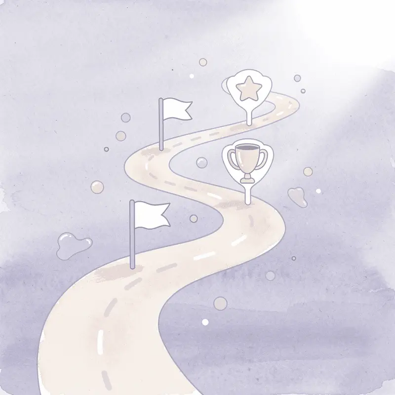 Winding path with milestones representing weight loss journey