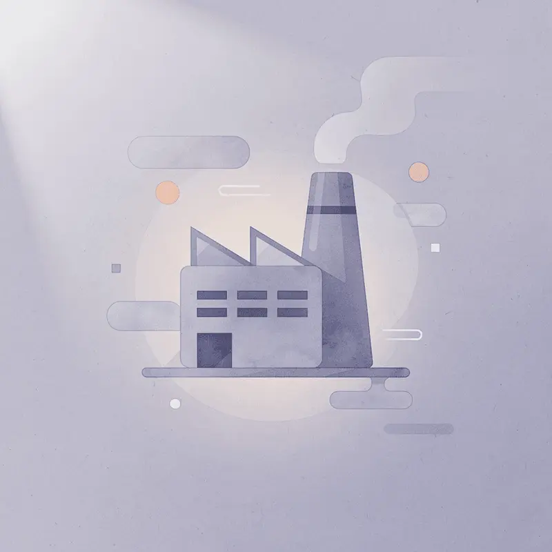 Factory icon representing pharmaceutical manufacturing