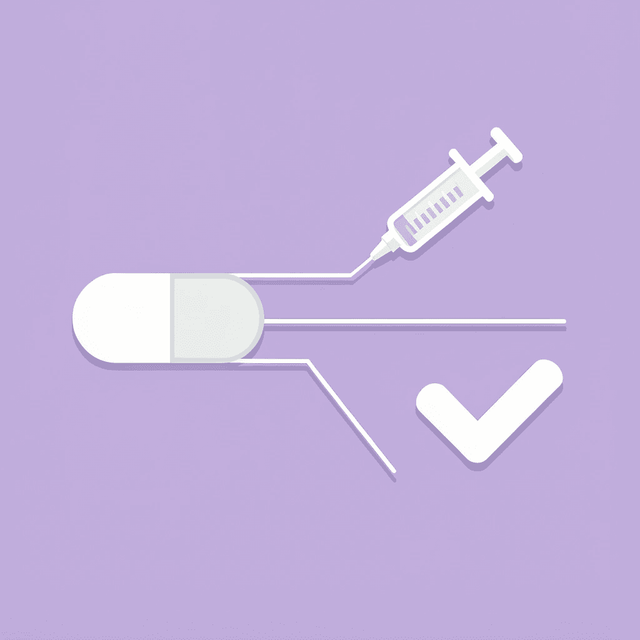 Two different paths (pill and injection) converging to show both require consistency