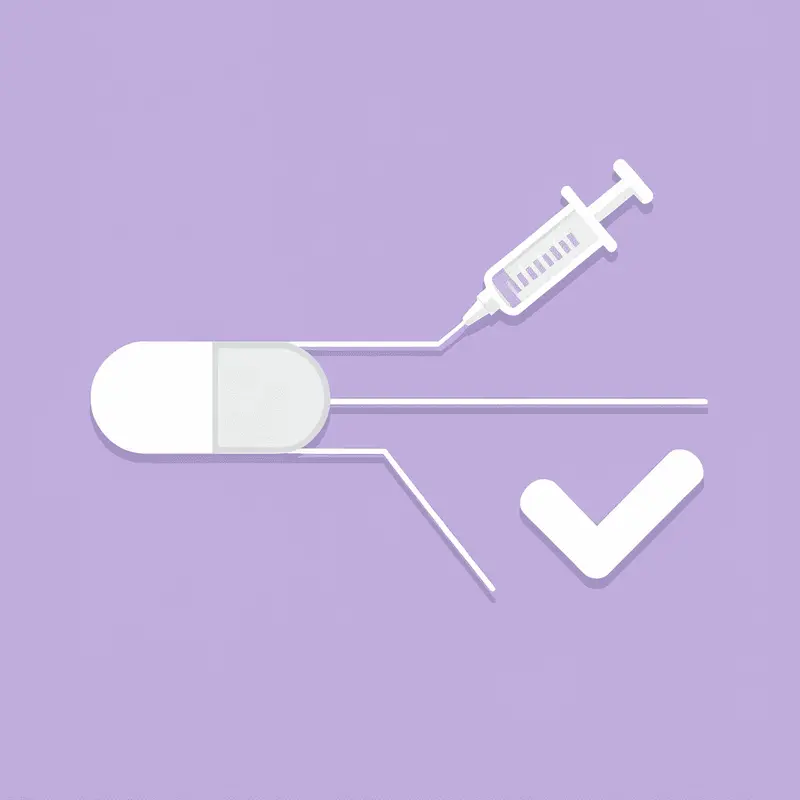 Two different paths (pill and injection) converging to show both require consistency