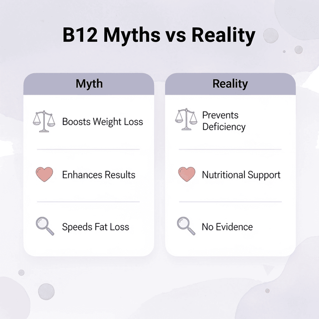 Comparison chart showing B12 myths versus reality