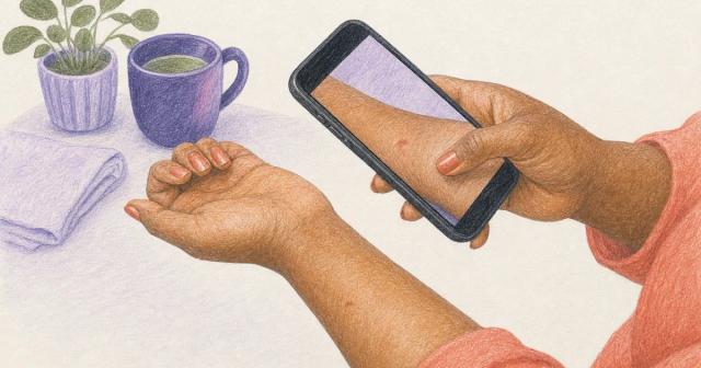 A pair of hands holding a phone in soft daylight