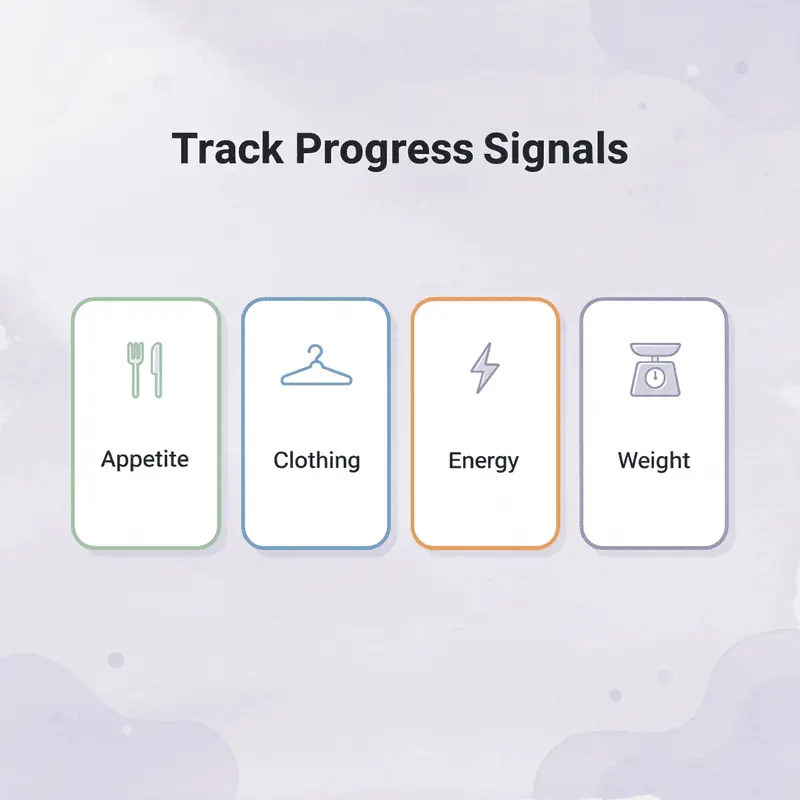Infographic showing four key progress tracking signals